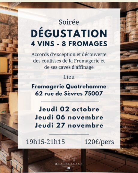 soiré dégustation accords fromages et vins paris cave affinage
